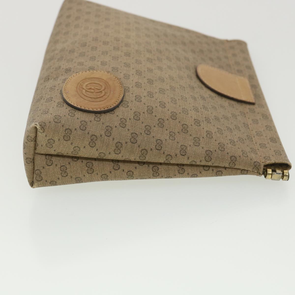 GUCCI Micro GG Canvas Clutch Bag PVC Leather Beige 67-039-5229 Auth 37974