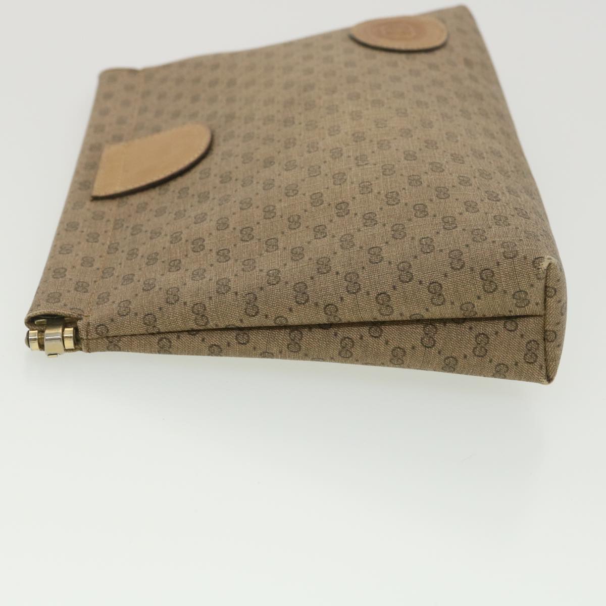 GUCCI Micro GG Canvas Clutch Bag PVC Leather Beige 67-039-5229 Auth 37974