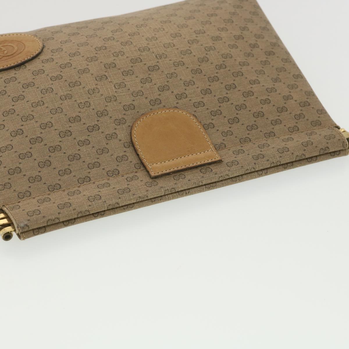 GUCCI Micro GG Canvas Clutch Bag PVC Leather Beige 67-039-5229 Auth 37974