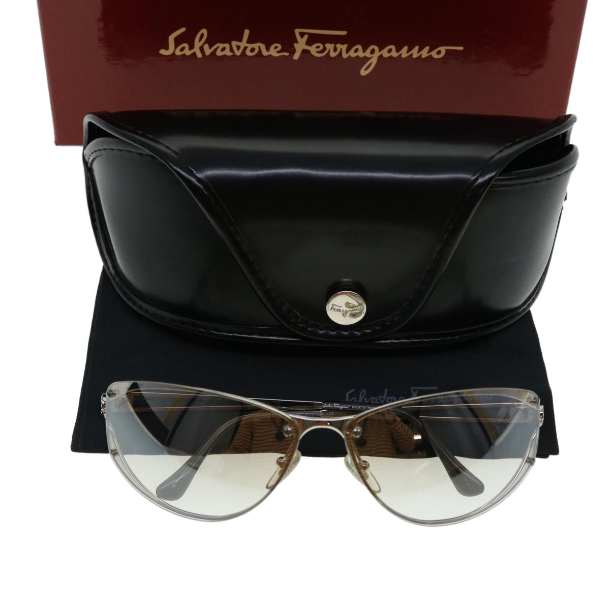 Salvatore Ferragamo Sunglasses Silver Auth 37977