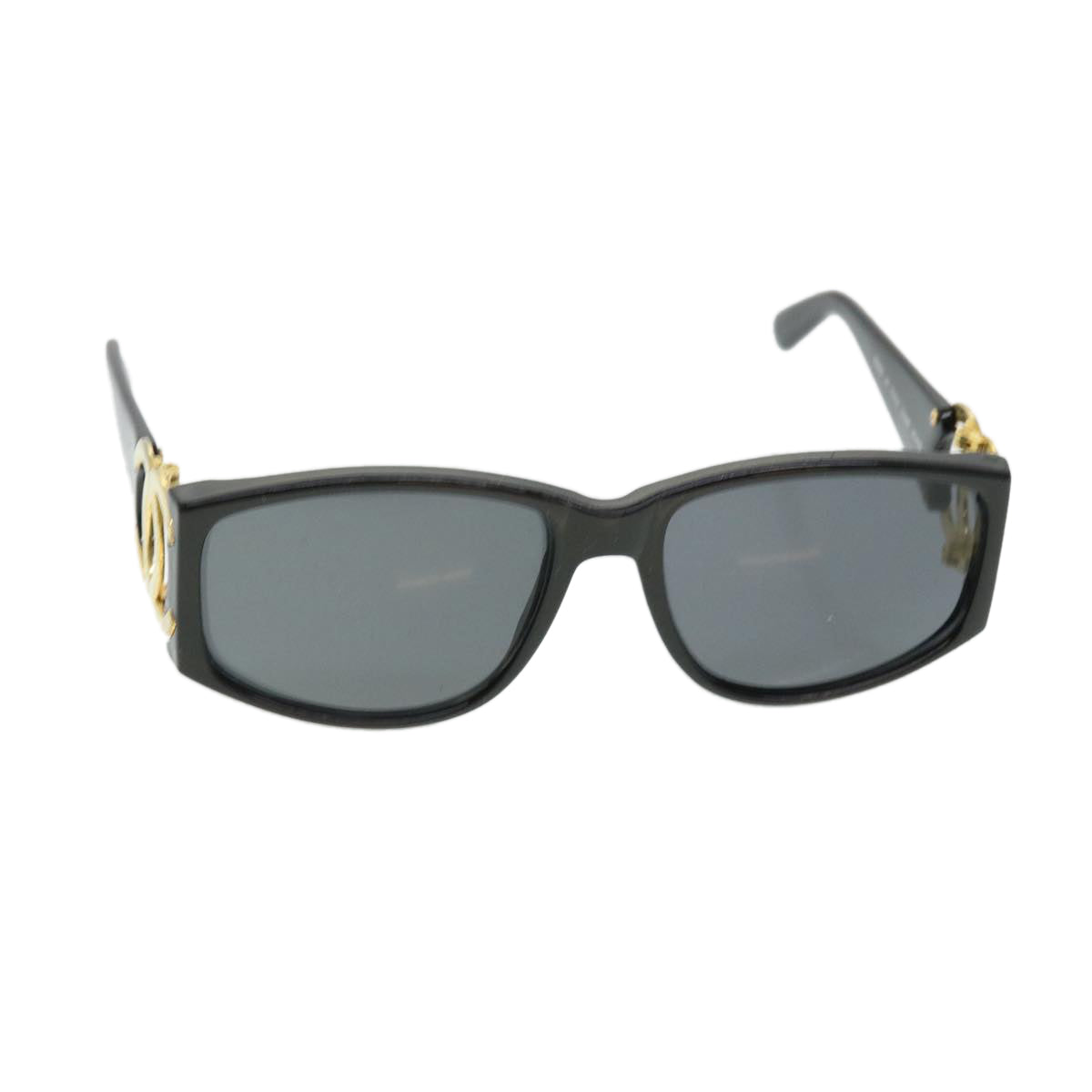 CHANEL Sunglasses Black CC Auth 37979