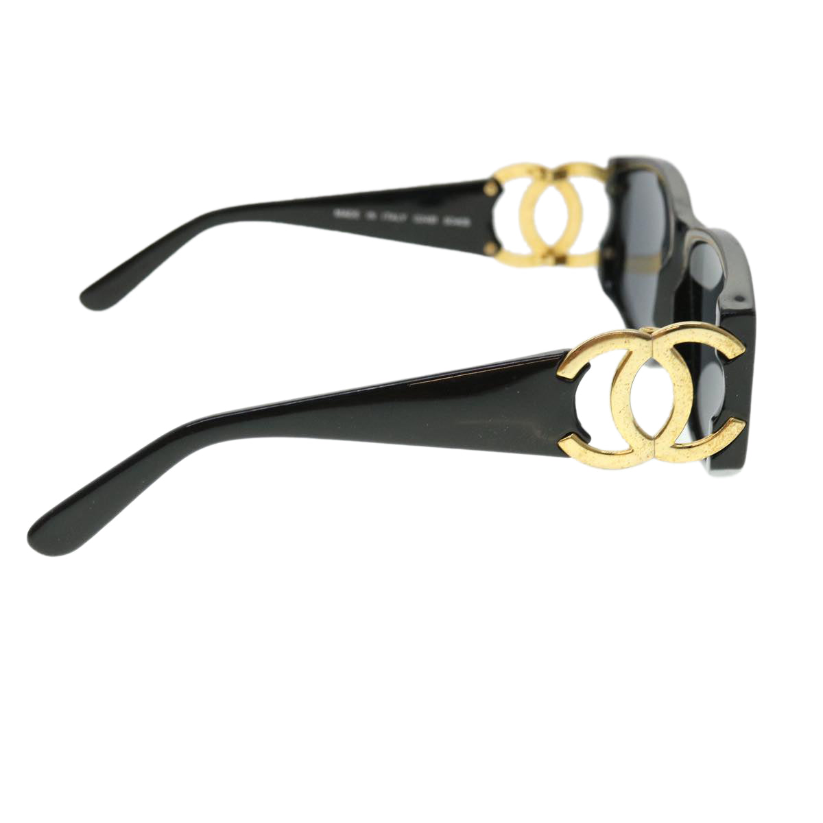 CHANEL Sunglasses Black CC Auth 37979