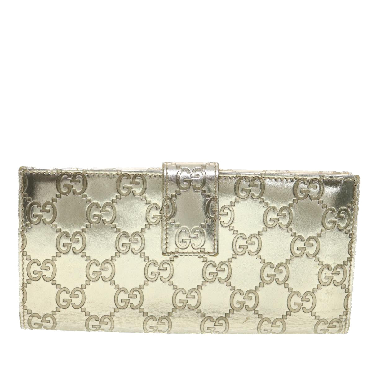 GUCCI GG Canvas Guccissima Long Wallet Silver 112715 Auth 37982 - 0