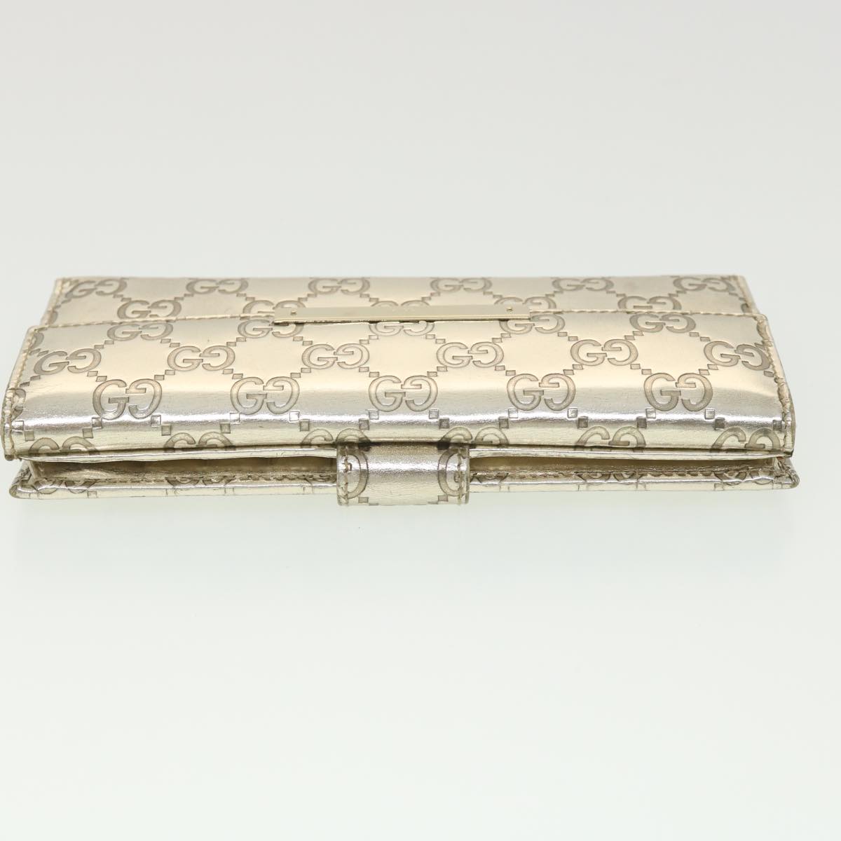 GUCCI GG Canvas Guccissima Long Wallet Silver 112715 Auth 37982