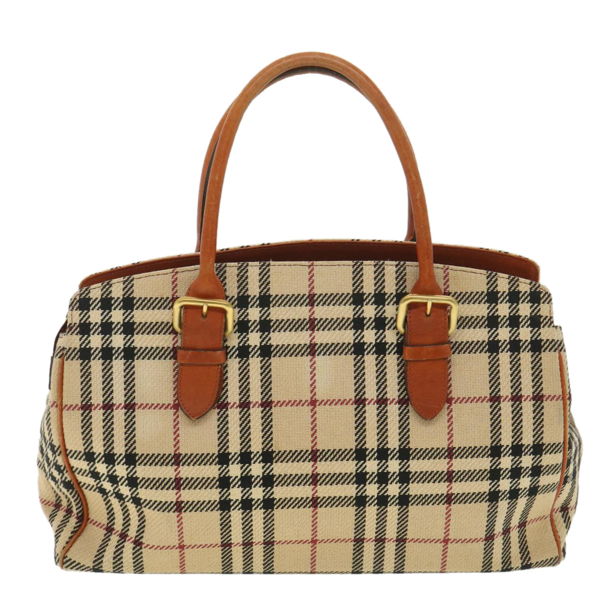 BURBERRY Nova Check Hand Bag Canvas Beige Black Brown Auth 37986 - 0