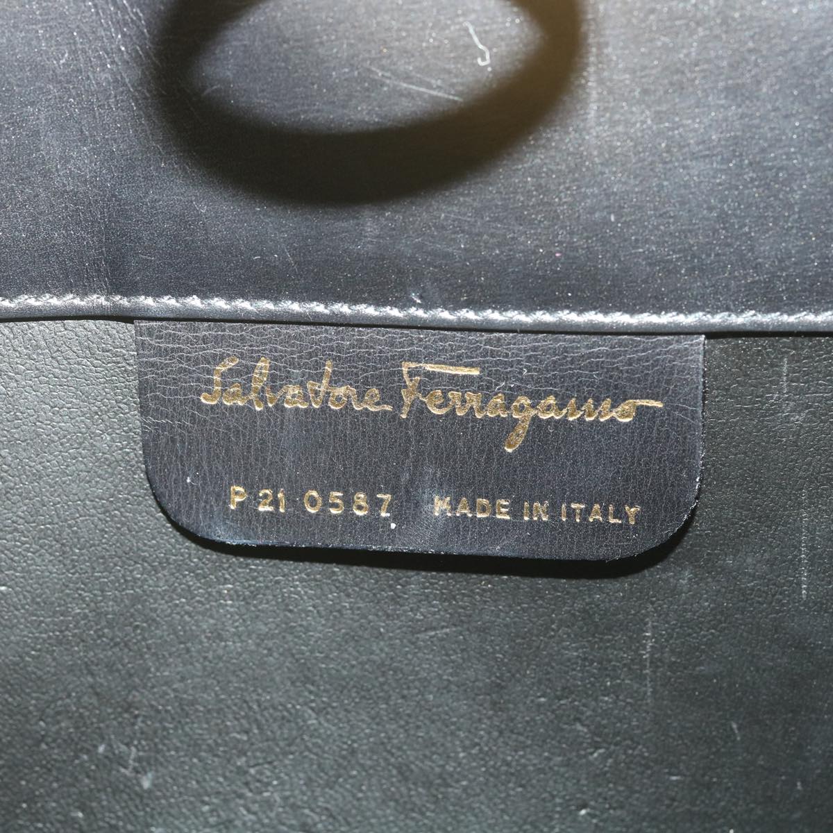 Salvatore Ferragamo Chain Shoulder Bag Leather Black P21-0587 Auth 37989