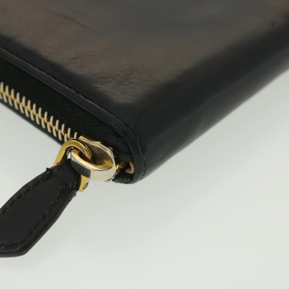 PRADA Long Wallet Leather Black Auth 37991