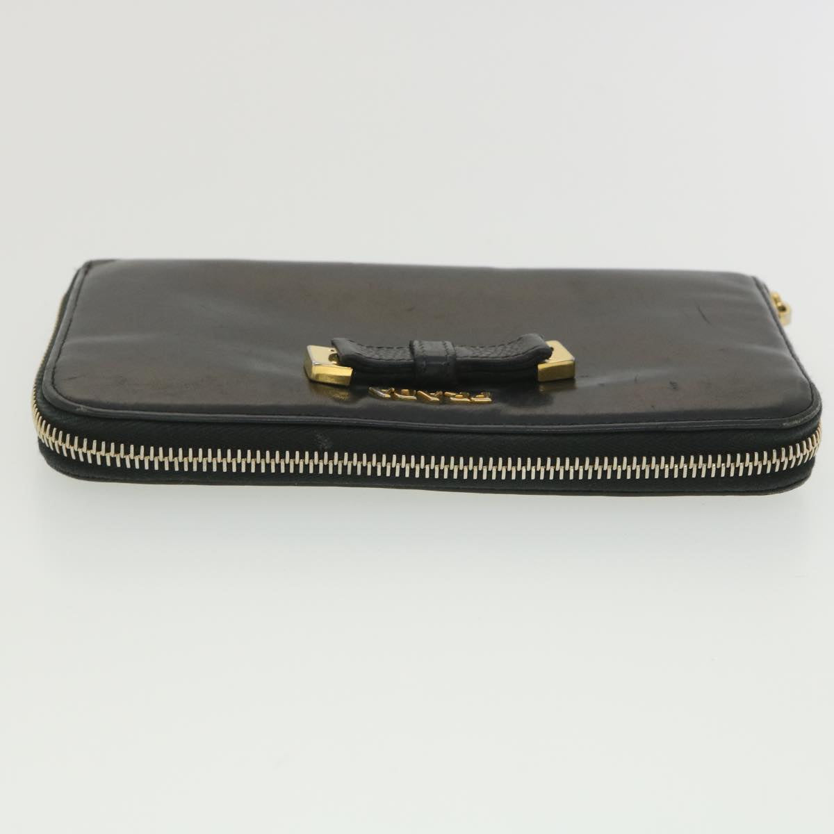 PRADA Long Wallet Leather Black Auth 37991