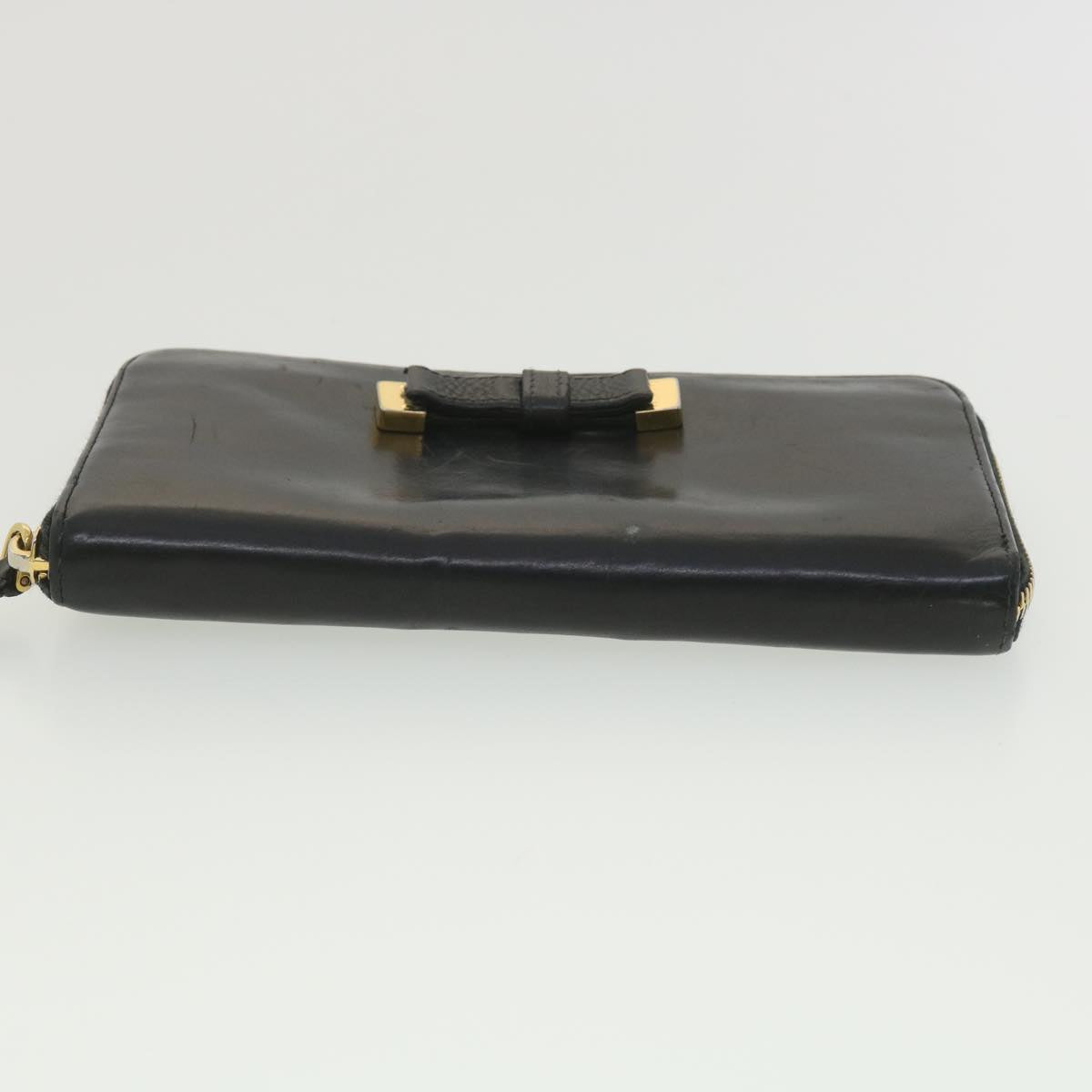 PRADA Long Wallet Leather Black Auth 37991