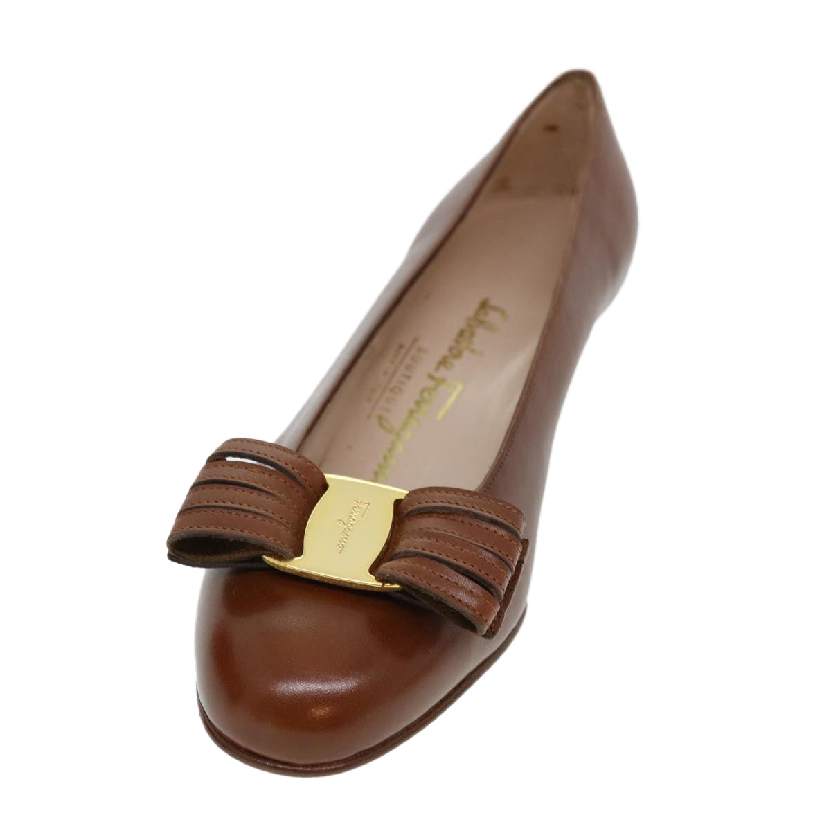 Salvatore Ferragamo shoes Leather Brown Auth 37994 - 0