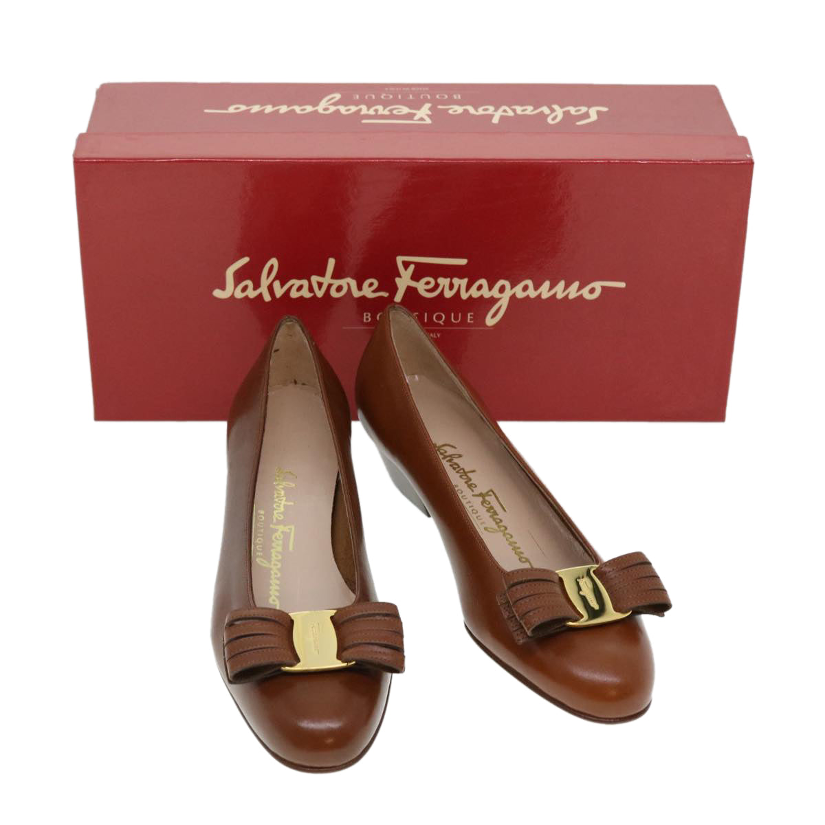 Salvatore Ferragamo shoes Leather Brown Auth 37994