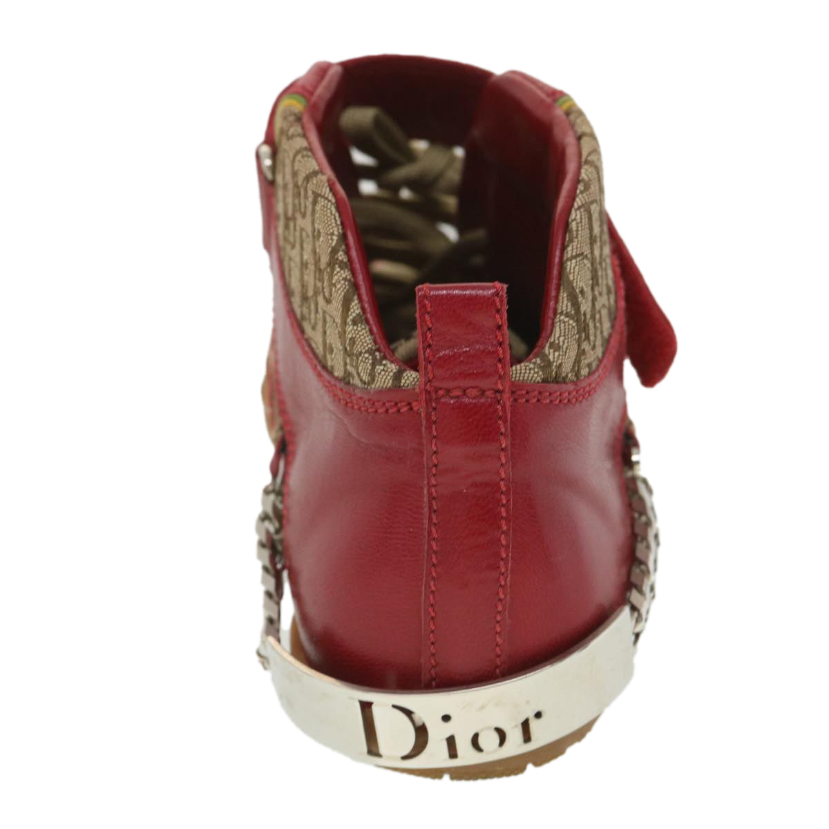 Christian Dior Rasta Color Basketball Sneakers Leather Canvas 35 Red Auth 37995