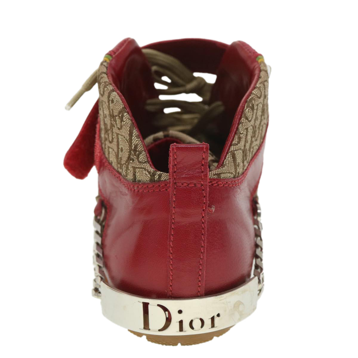 Christian Dior Rasta Color Basketball Sneakers Leather Canvas 35 Red Auth 37995