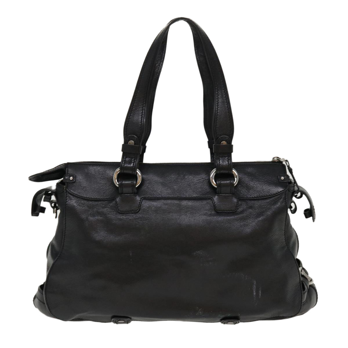 CELINE Shoulder Bag Leather Black Auth 38040 - 0