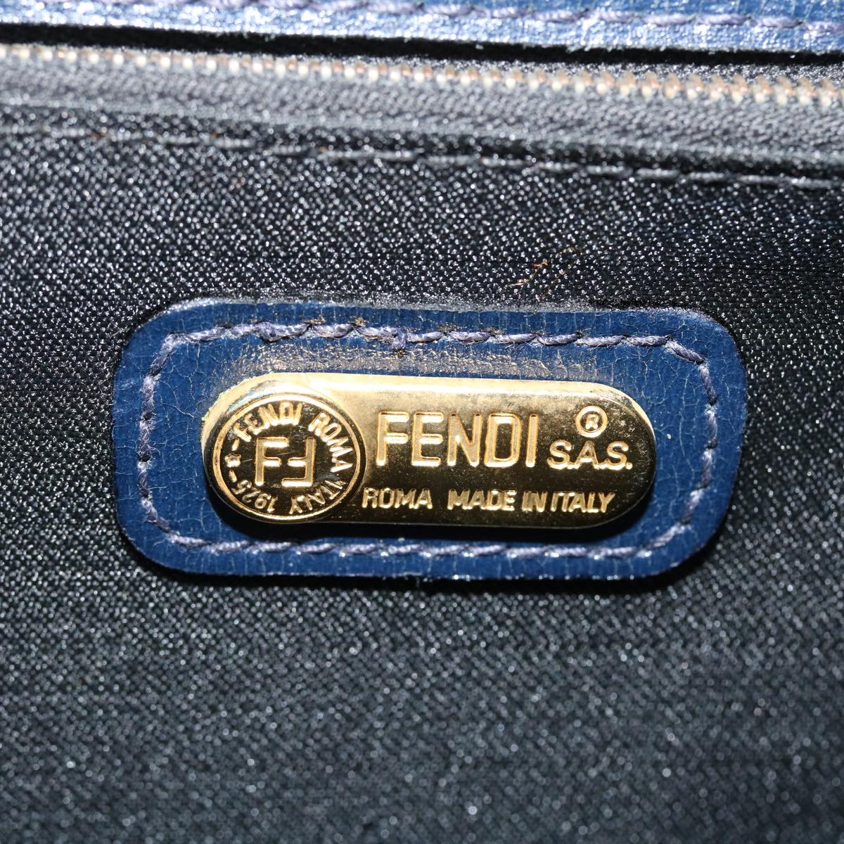 FENDI Hand Bag Leather 2way Navy Auth 38043