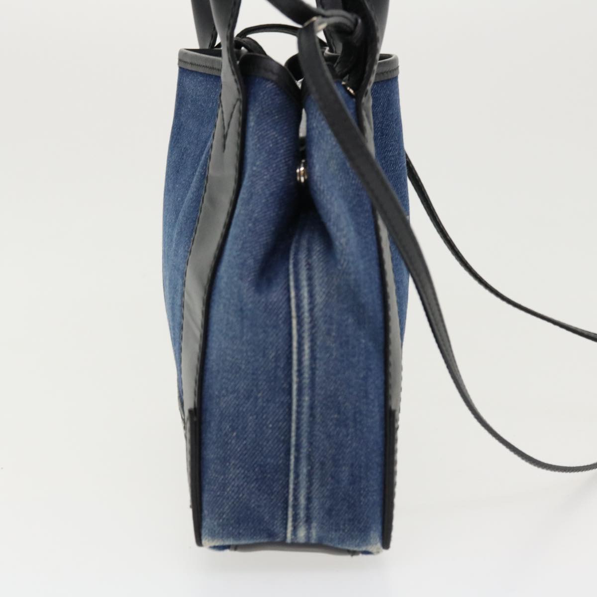 BALENCIAGA CabasXS Hand Bag Canvas 2way Black Blue Auth 38049