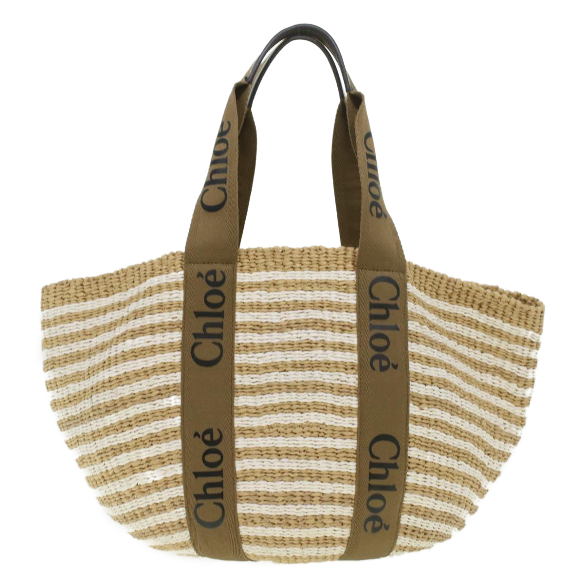 Chloe Straw BagBag Hand Bag straw White Beige Auth 38059 - 0