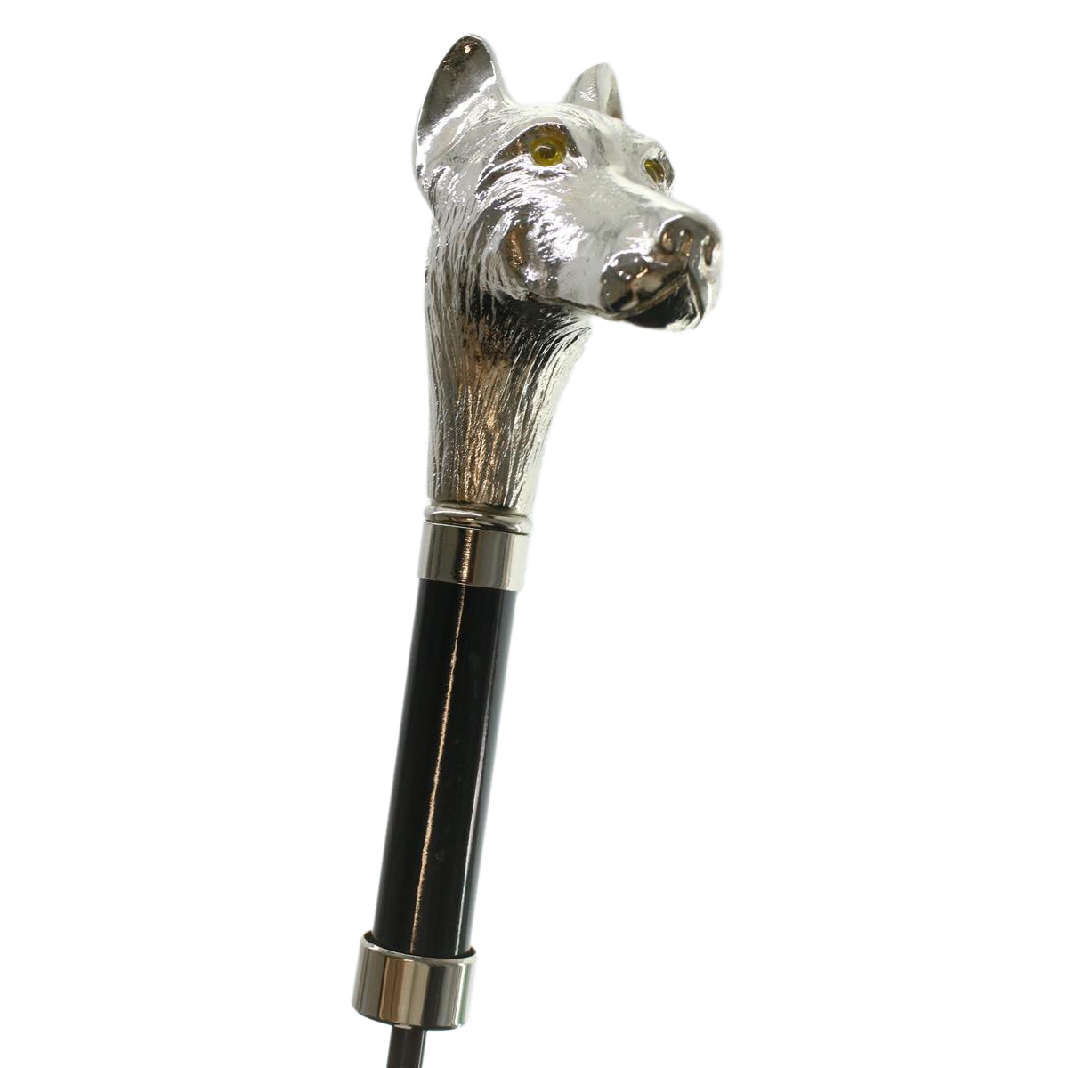 FOX UMBRELLAS Animal Head Doberman Umbrella Polyester Black Silver Auth 38077