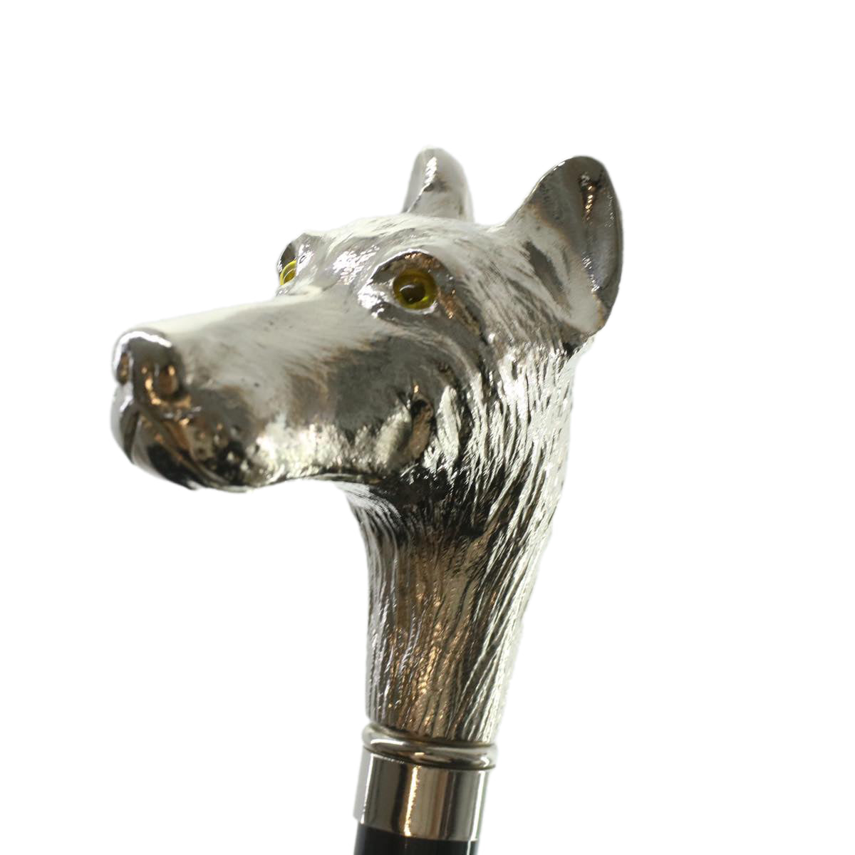 FOX UMBRELLAS Animal Head Doberman Umbrella Polyester Black Silver Auth 38077