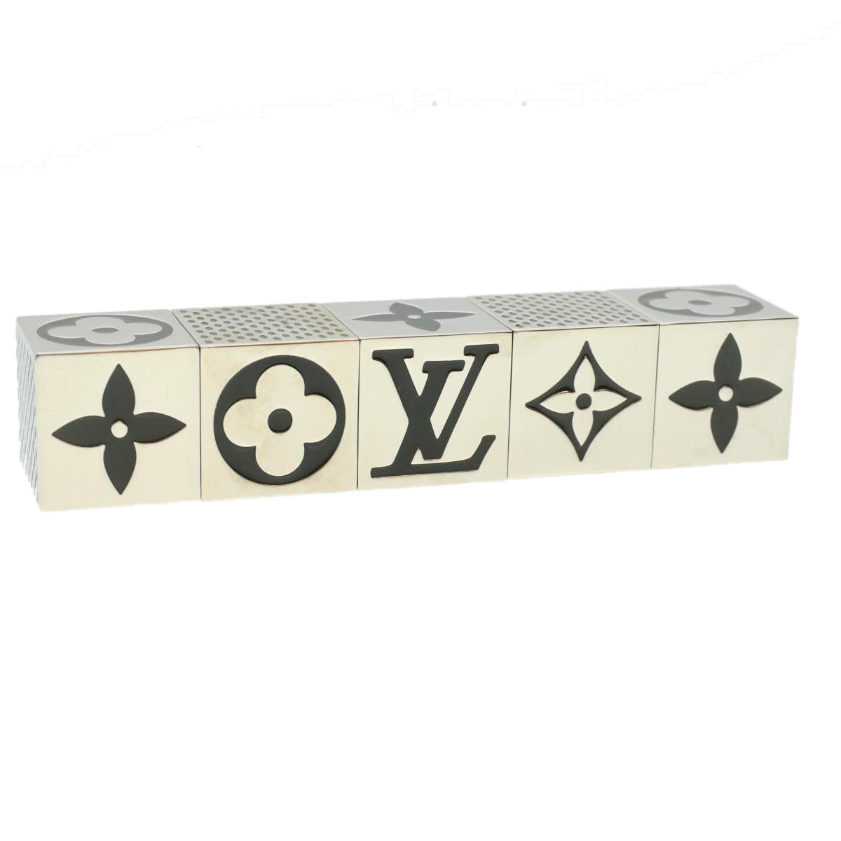 LOUIS VUITTON CUBE GAME Paper weight Silver LV Auth 38080