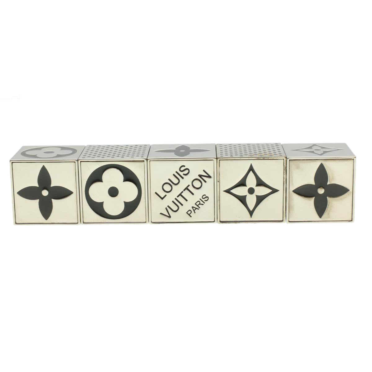 LOUIS VUITTON CUBE GAME Paper weight Silver LV Auth 38081