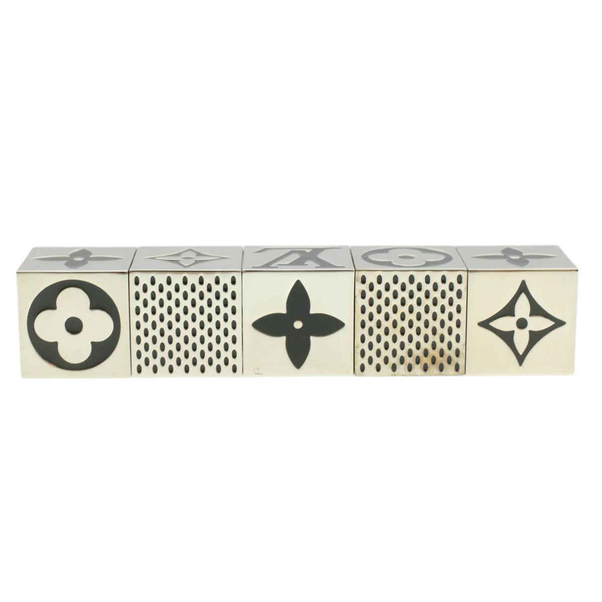 LOUIS VUITTON CUBE GAME Paper weight Silver LV Auth 38081