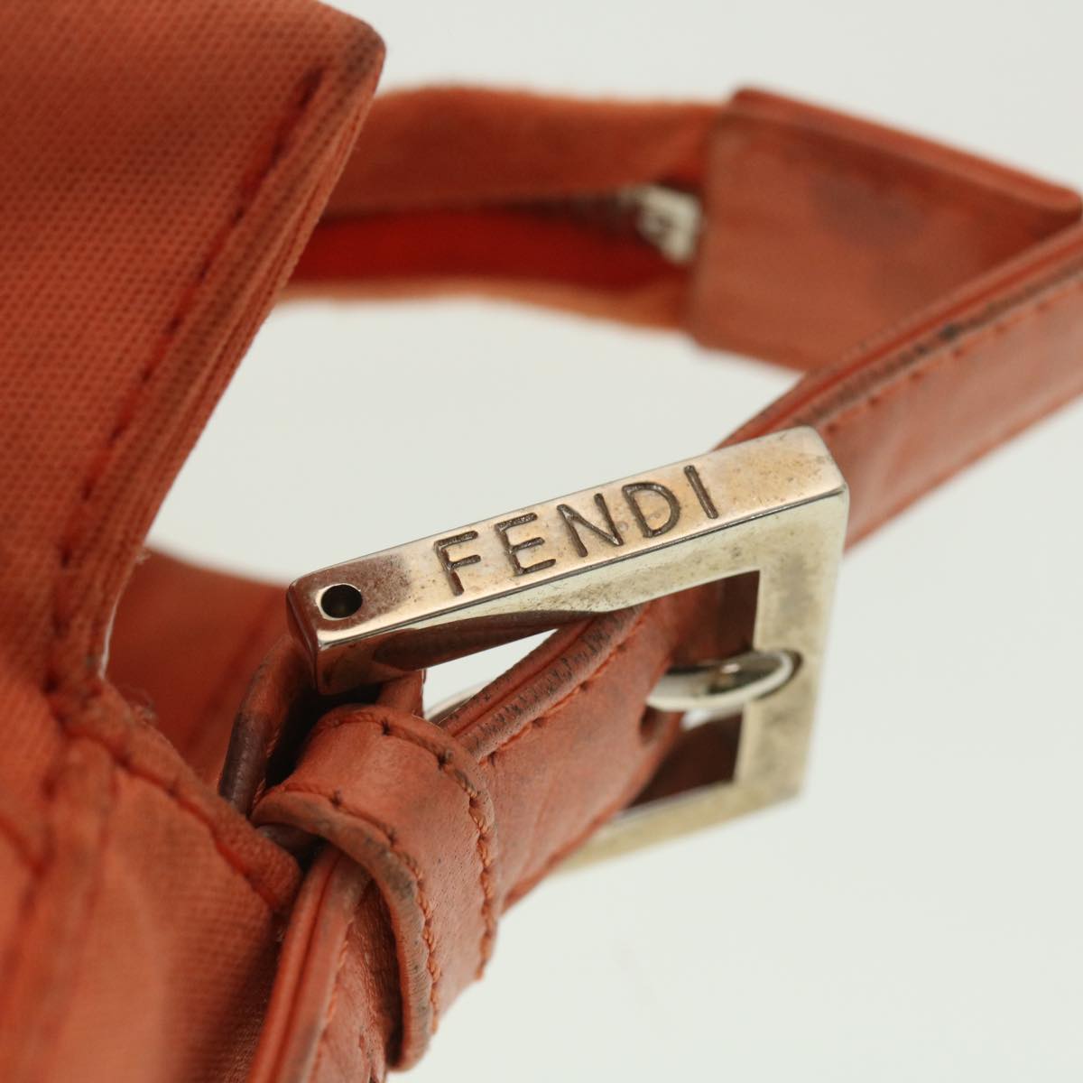 FENDI Mamma Baguette Shoulder Bag Nylon Orange 2321.26566.018 Auth 38105