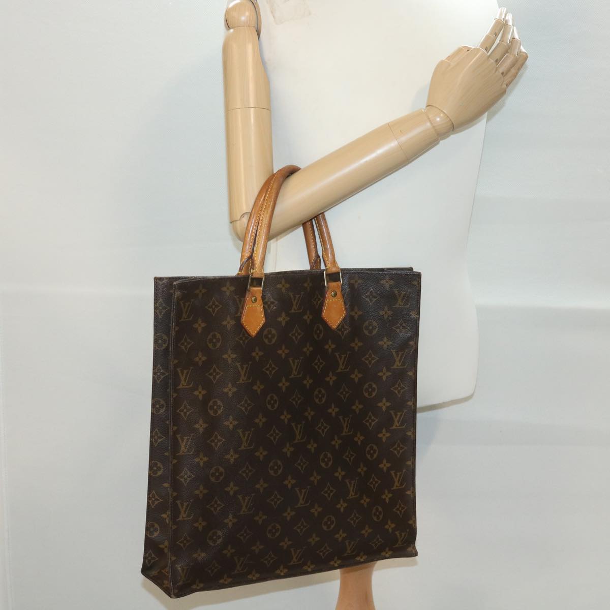 LOUIS VUITTON Monogram Sac Plat Hand Bag M51140 LV Auth 38131