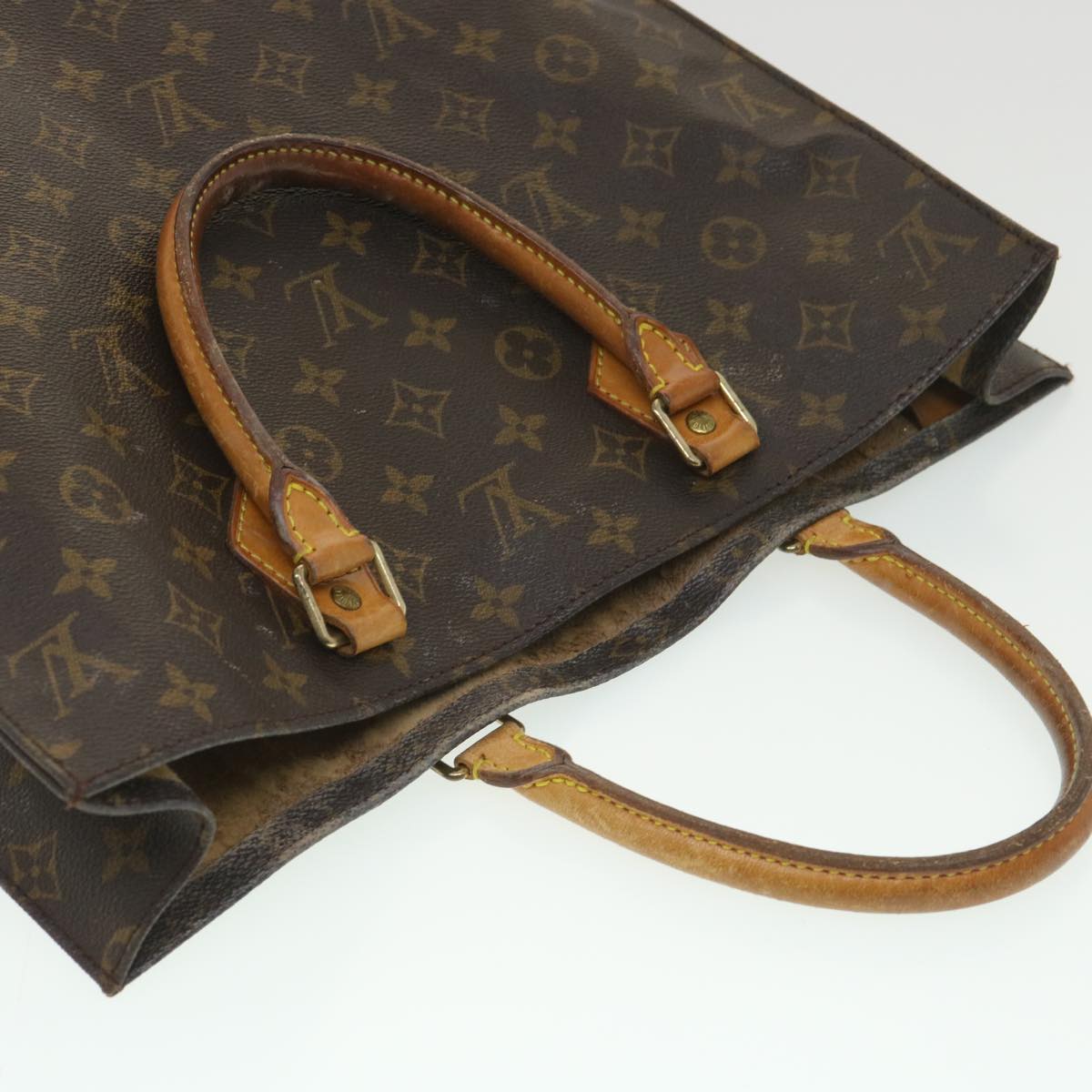 LOUIS VUITTON Monogram Sac Plat Hand Bag M51140 LV Auth 38131