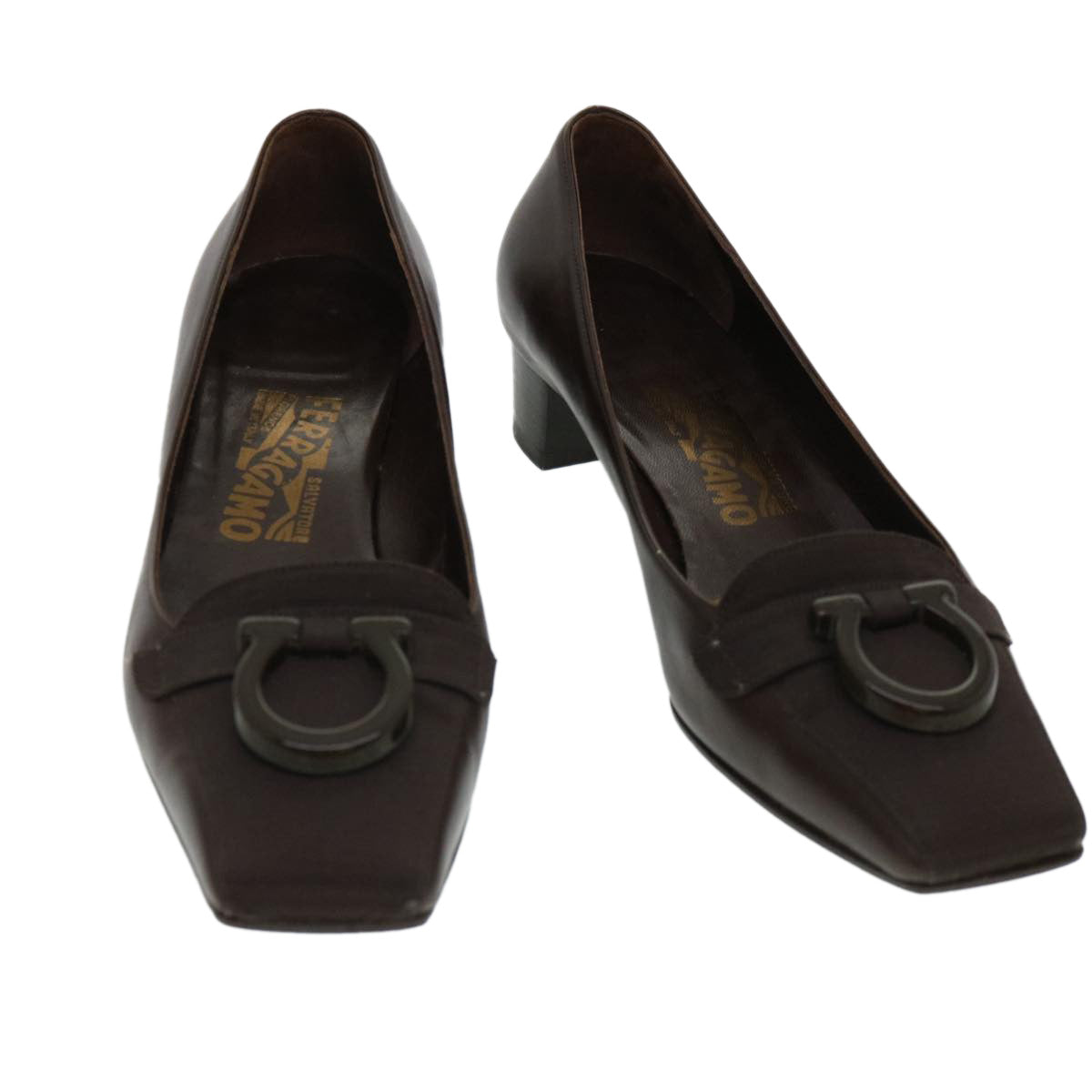 Salvatore Ferragamo shoes Leather nylon 6 1/2 Dark Brown Auth 38167