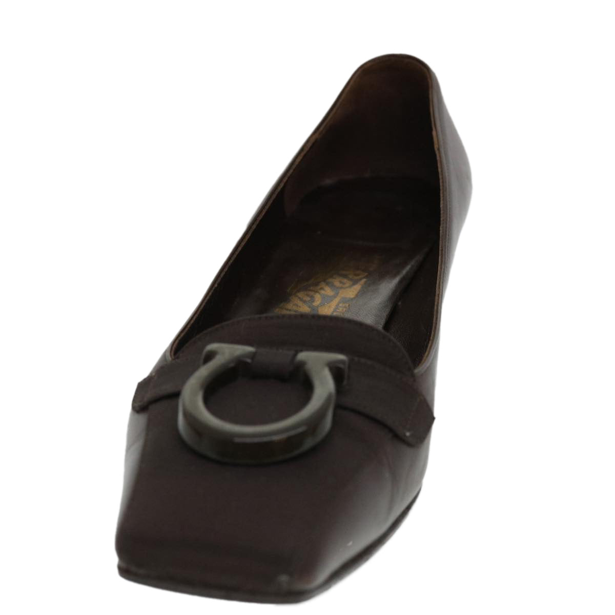 Salvatore Ferragamo shoes Leather nylon 6 1/2 Dark Brown Auth 38167 - 0