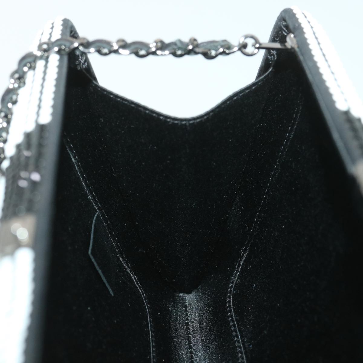CHANEL Chain Shoulder Bag Stone Black White CC Auth 38174A