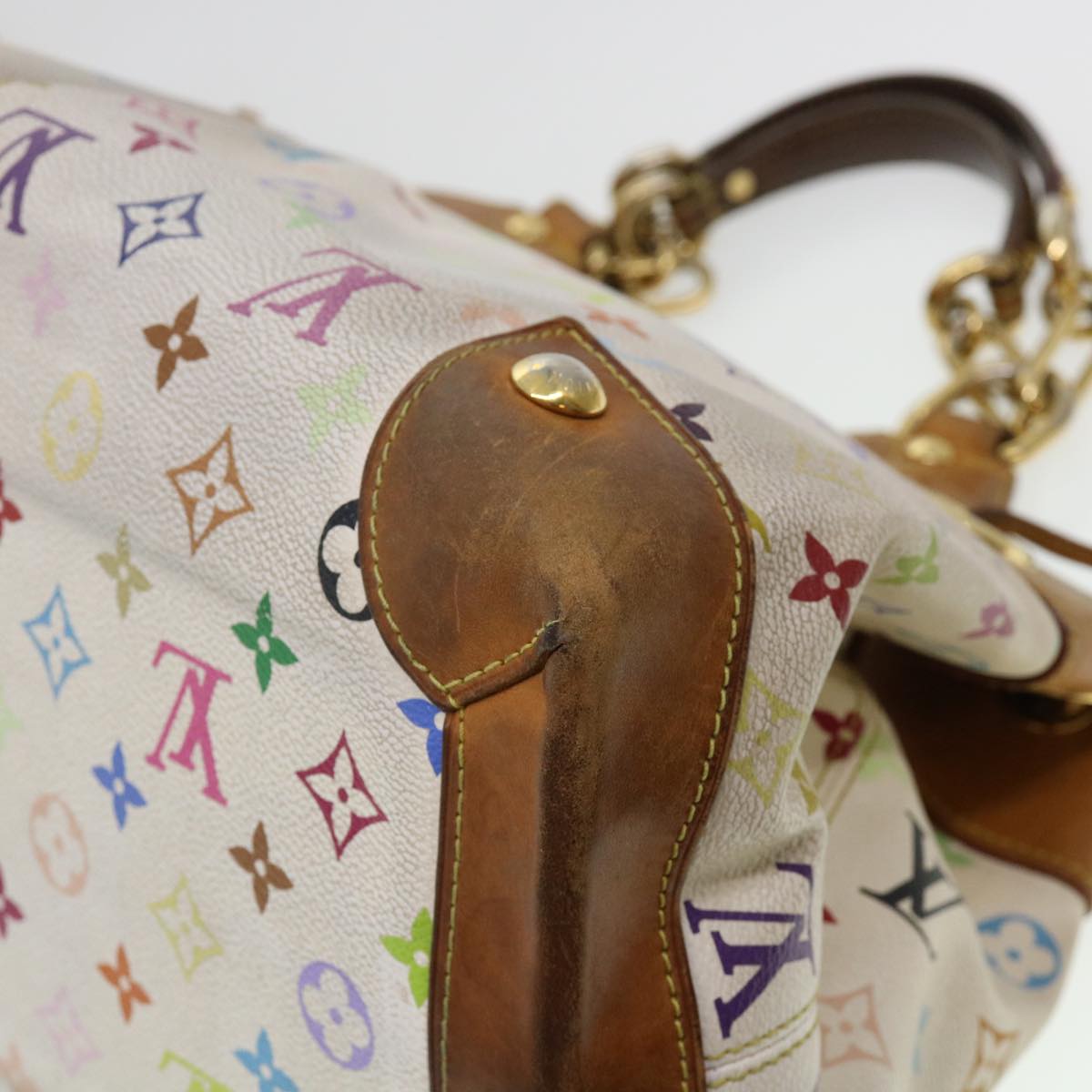 LOUIS VUITTON Monogram Multicolor Ursula Tote Bag White M40123 LV Auth 38190