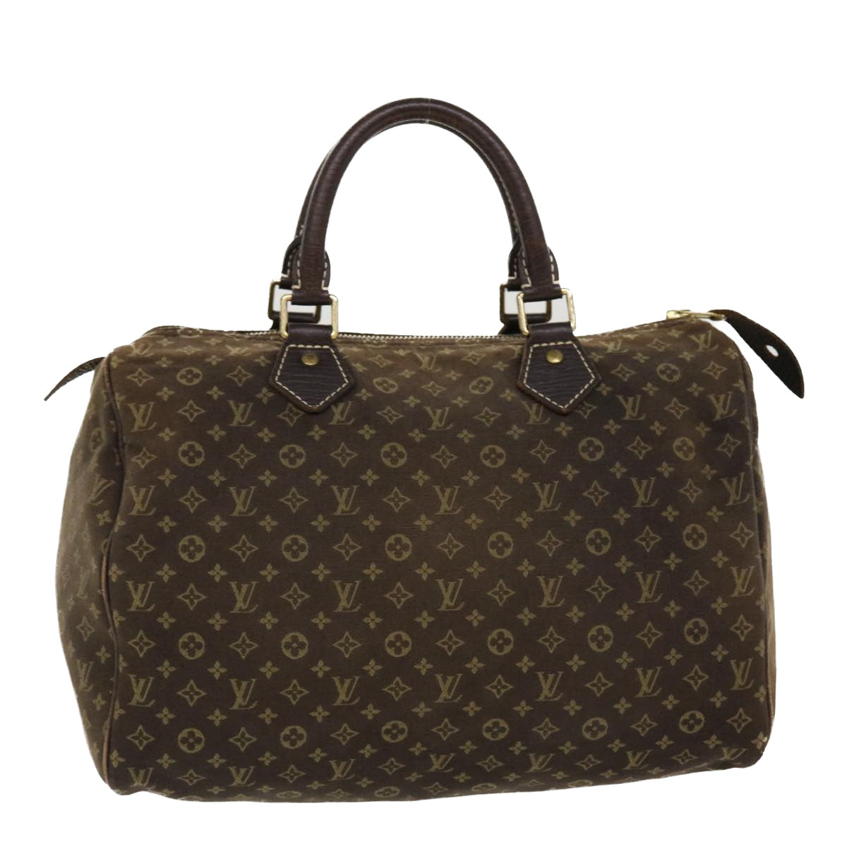 LOUIS VUITTON Monogram Mini Lin Speedy 30 Hand Bag Brown Ebene M95224 Auth 38213