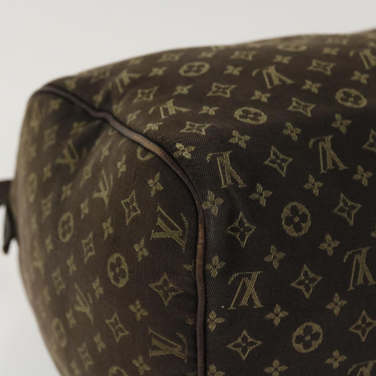 LOUIS VUITTON Monogram Mini Lin Speedy 30 Hand Bag Brown Ebene M95224 Auth 38213