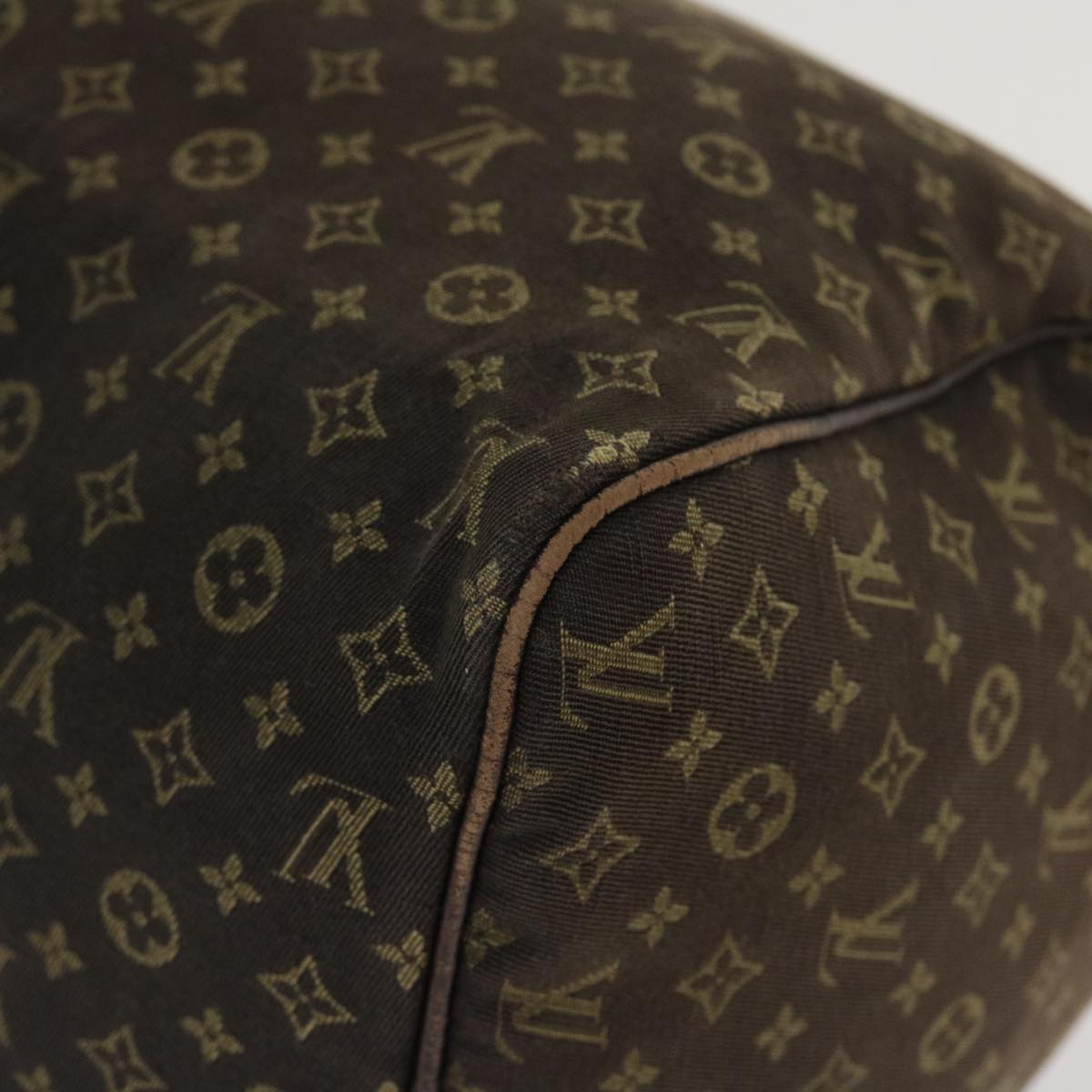 LOUIS VUITTON Monogram Mini Lin Speedy 30 Hand Bag Brown Ebene M95224 Auth 38213