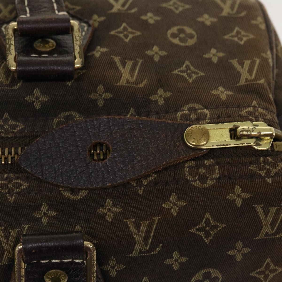 LOUIS VUITTON Monogram Mini Lin Speedy 30 Hand Bag Brown Ebene M95224 Auth 38213