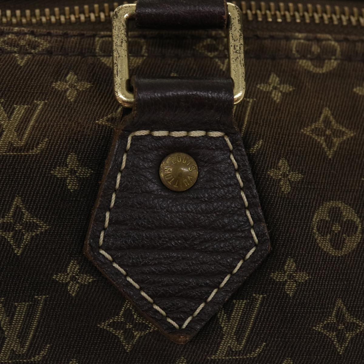 LOUIS VUITTON Monogram Mini Lin Speedy 30 Hand Bag Brown Ebene M95224 Auth 38213