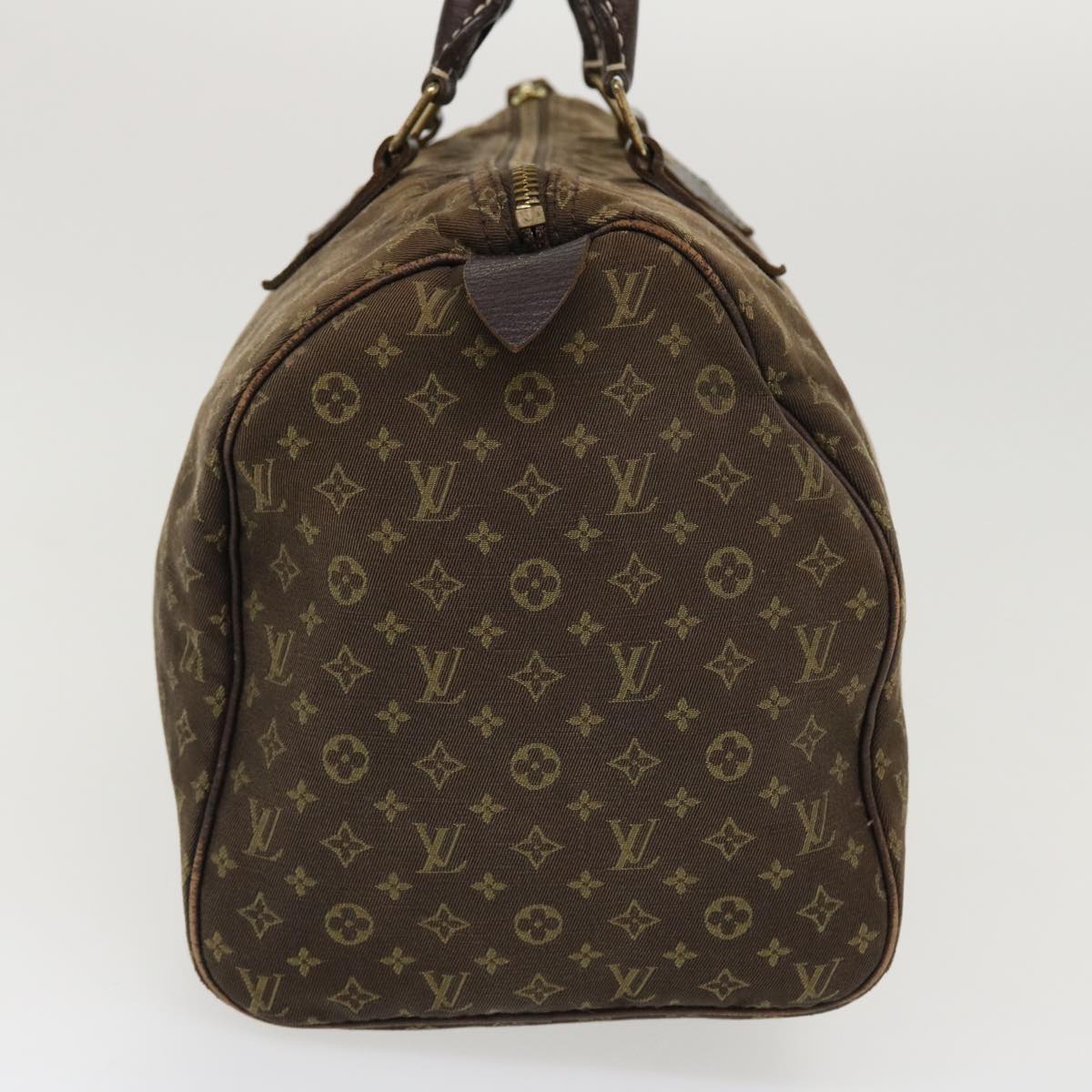 LOUIS VUITTON Monogram Mini Lin Speedy 30 Hand Bag Brown Ebene M95224 Auth 38213