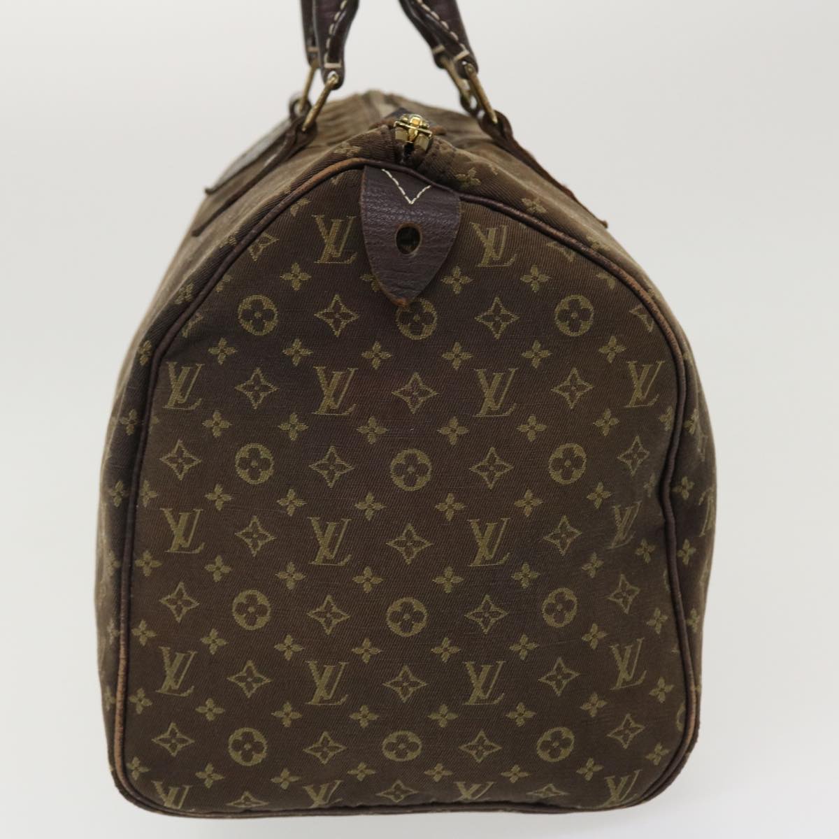 LOUIS VUITTON Monogram Mini Lin Speedy 30 Hand Bag Brown Ebene M95224 Auth 38213