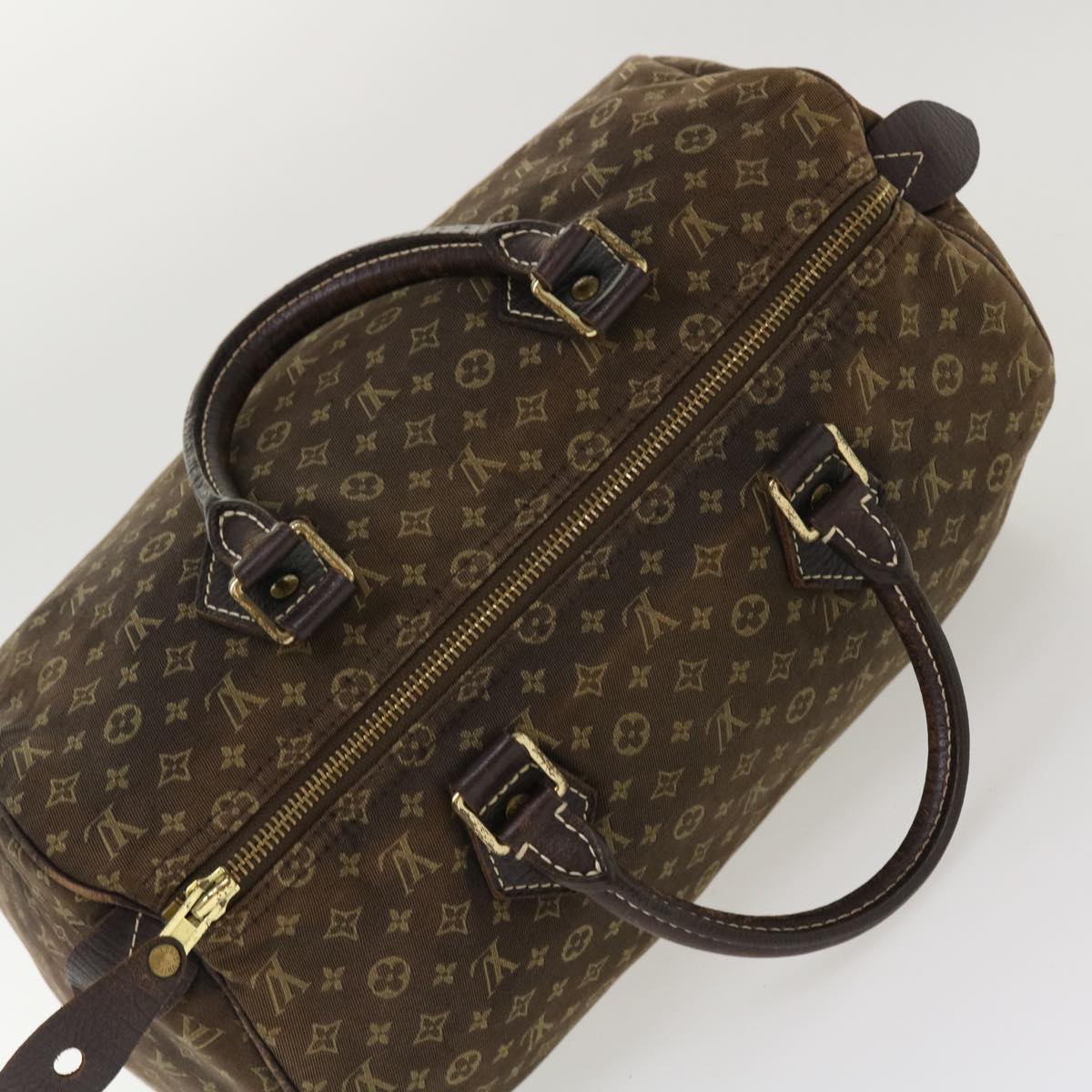 LOUIS VUITTON Monogram Mini Lin Speedy 30 Hand Bag Brown Ebene M95224 Auth 38213