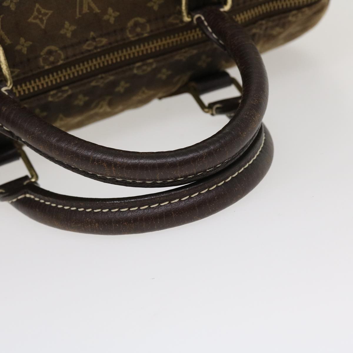 LOUIS VUITTON Monogram Mini Lin Speedy 30 Hand Bag Brown Ebene M95224 Auth 38213