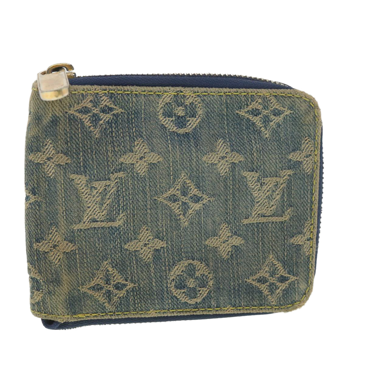 LOUIS VUITTON Monogram Denim Mini Zippy Wallet Wallet Blue M95342 LV Auth 38220