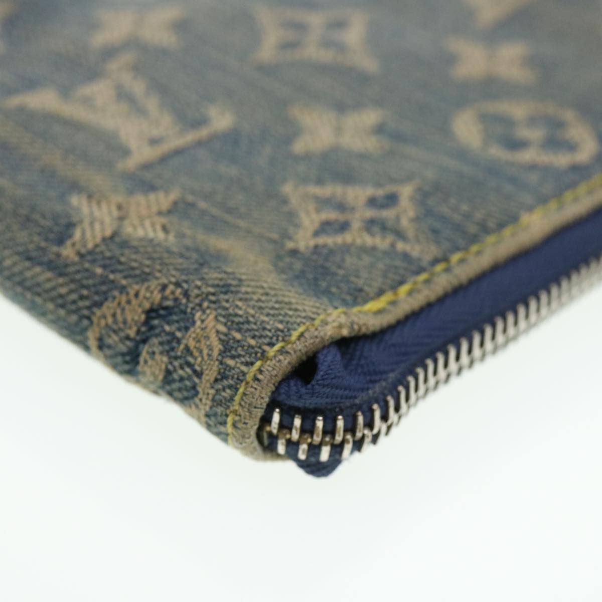 LOUIS VUITTON Monogram Denim Mini Zippy Wallet Wallet Blue M95342 LV Auth 38220