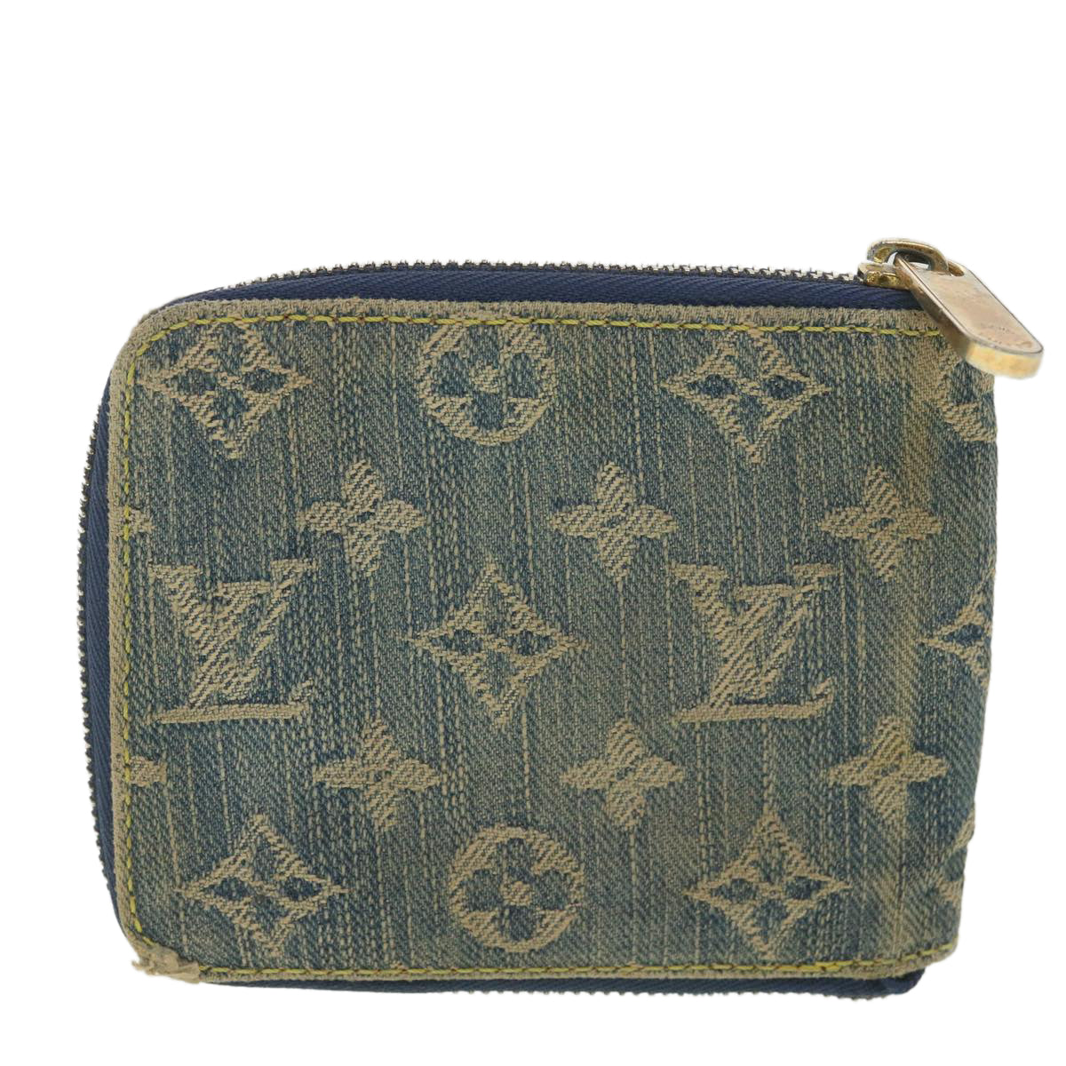 LOUIS VUITTON Monogram Denim Mini Zippy Wallet Wallet Blue M95342 LV Auth 38220