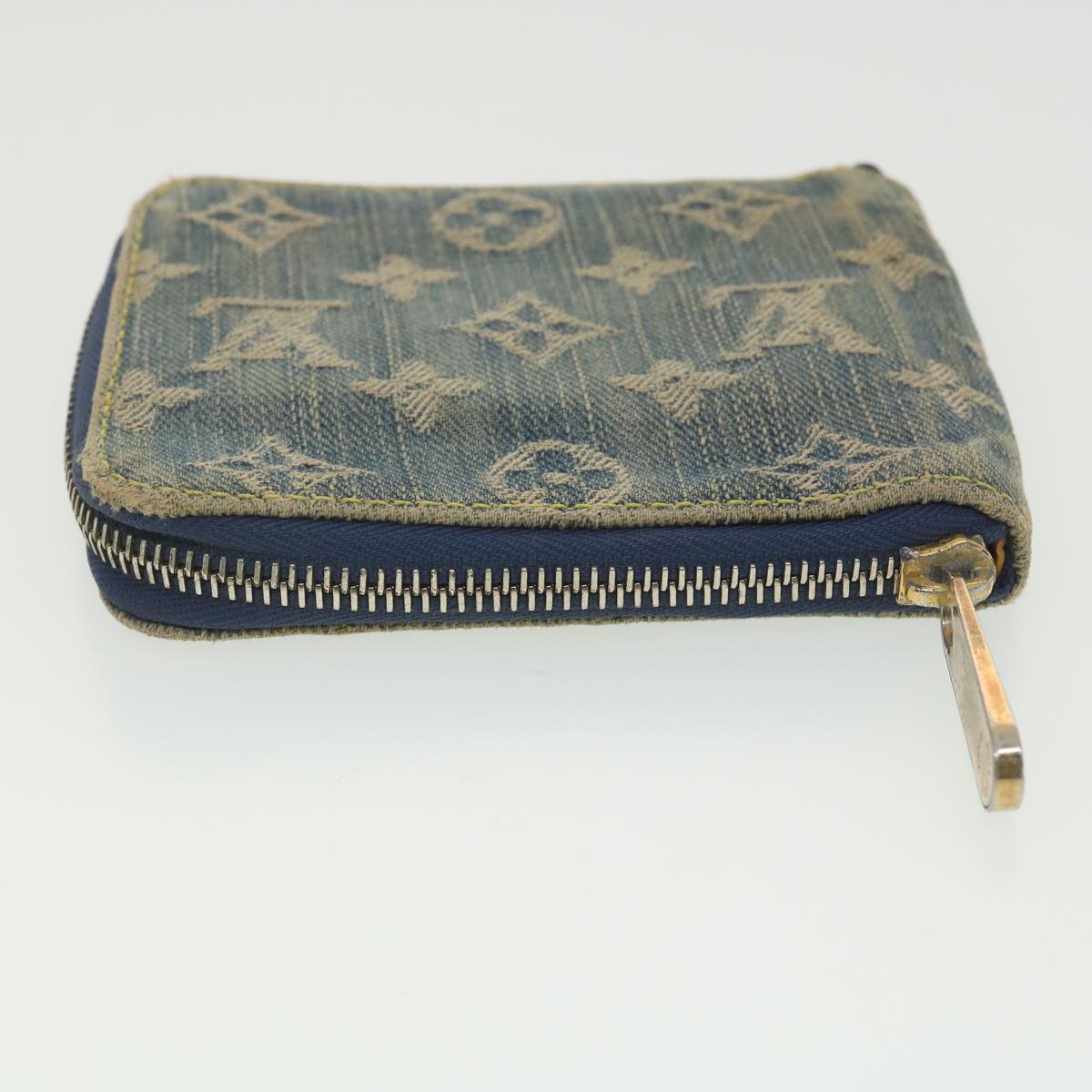 LOUIS VUITTON Monogram Denim Mini Zippy Wallet Wallet Blue M95342 LV Auth 38220