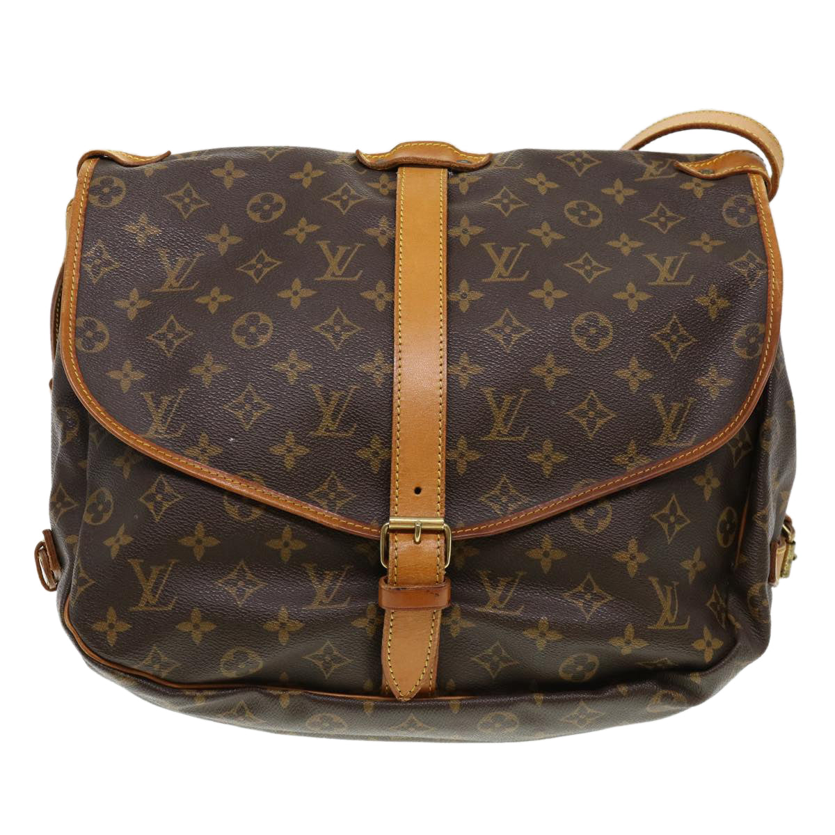 LOUIS VUITTON Monogram Saumur 35 Shoulder Bag M42254 LV Auth 38286