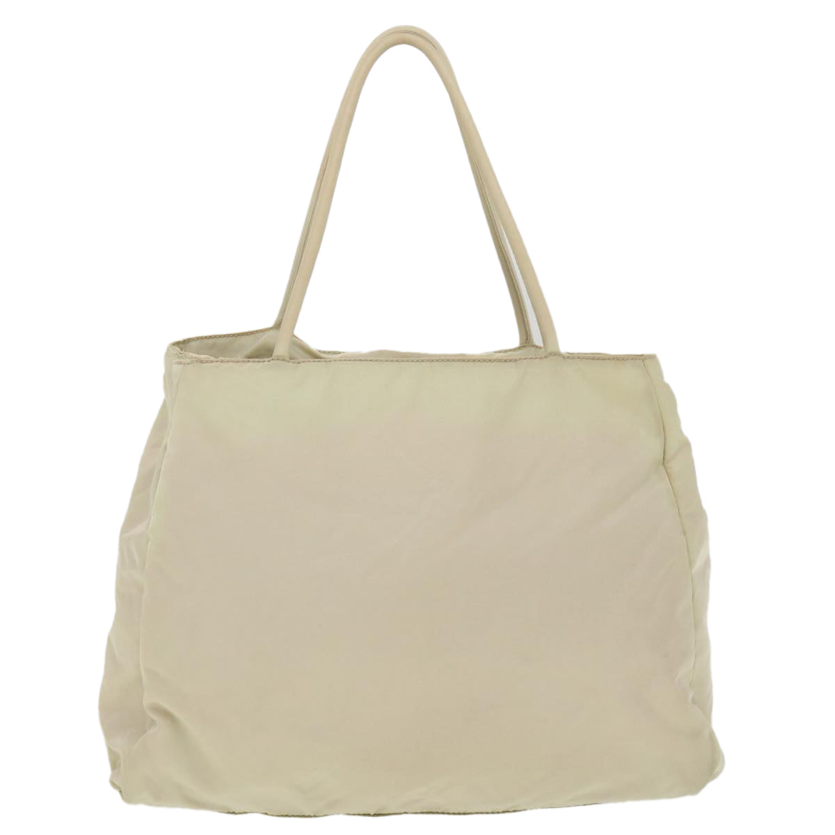 PRADA Hand Bag Nylon Cream Auth 38288 - 0