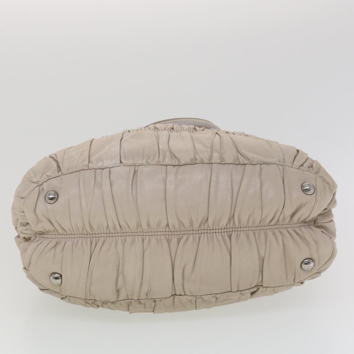 PRADA Shoulder Bag Leather 2way Beige Auth 38294