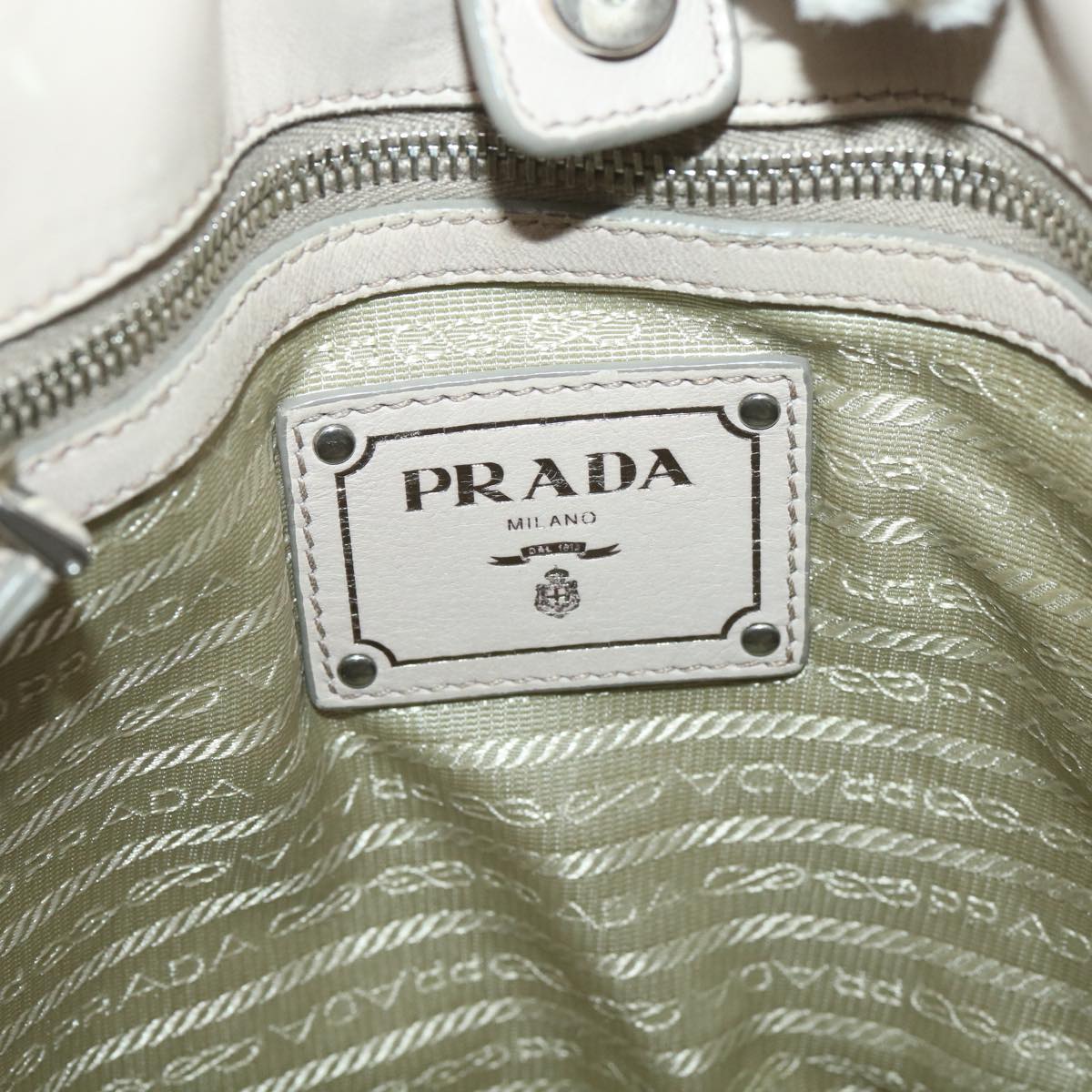 PRADA Shoulder Bag Leather 2way Beige Auth 38294